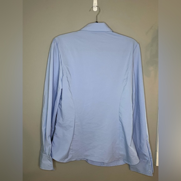 Grace Karin Ruched & Puffed Sleeved Button Down - Baby Blue - XLarge - Picture 2 of 4